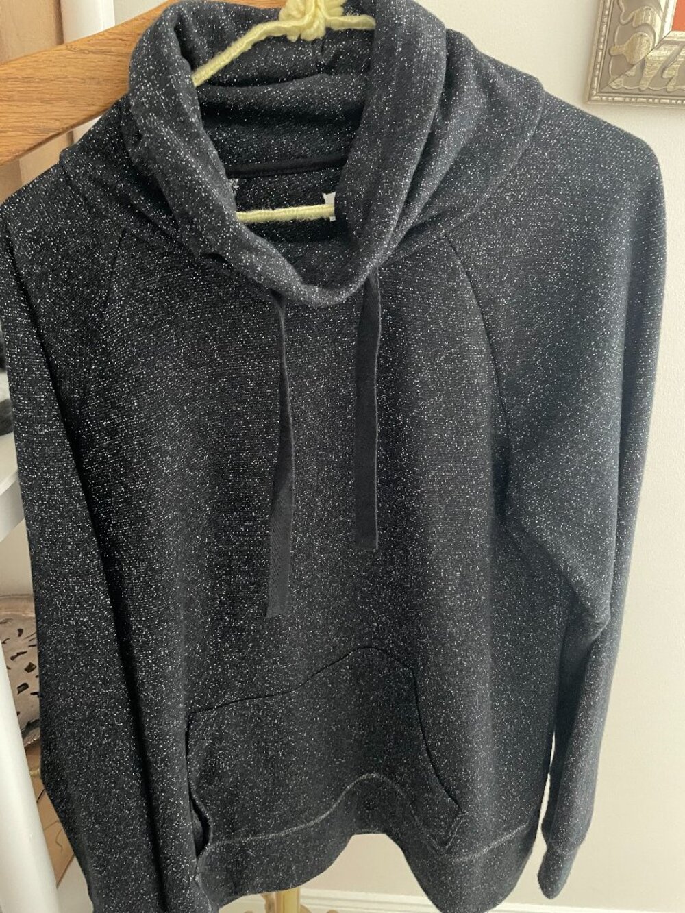 Christopher & Banks Cowl neck Black sparkle Large